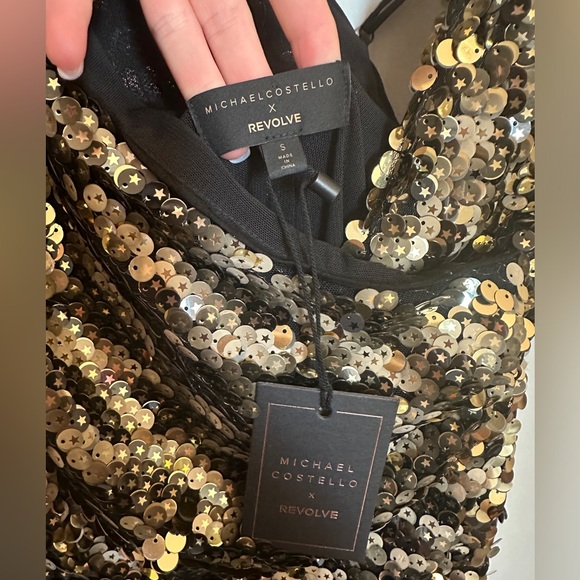 REVOLVE x Michael Costello Skye Mini Dress in Gold Star NWT Small Sequin - Picture 5 of 7